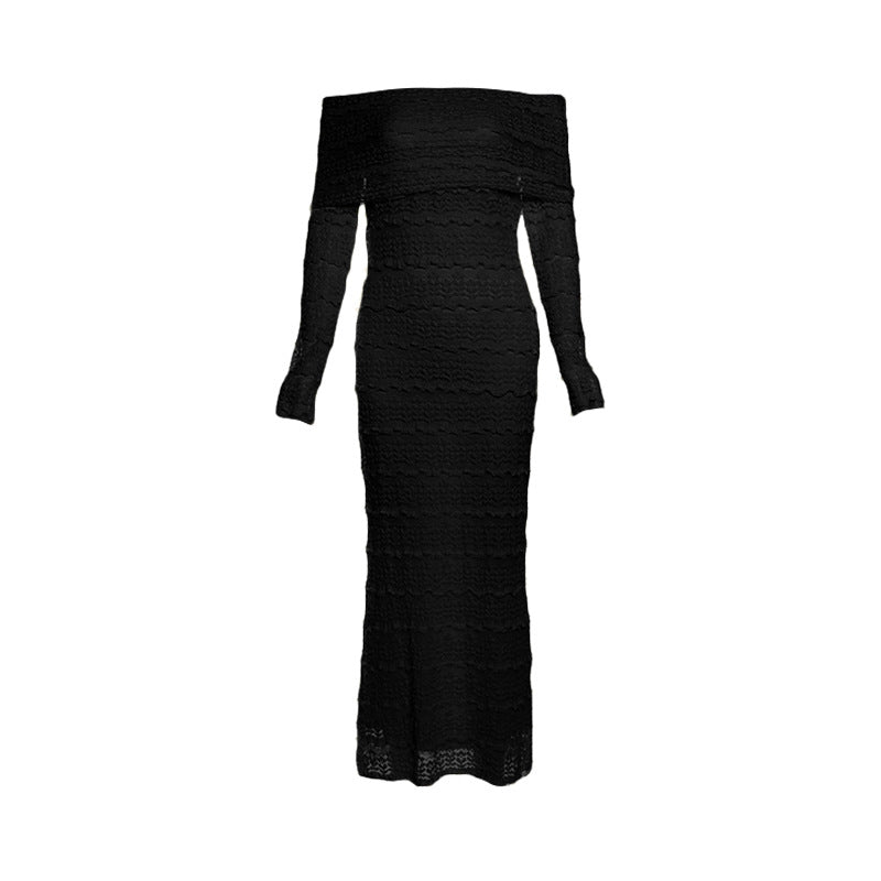 Fashionable Elegant Socialite Style Off-shoulder Lace Dress Women