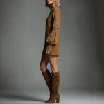 Fashion High Collar Long Sleeve Dress For Women