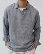 Men's Pullover Shirt Solid Color Long Sleeve Lapel Oversize Casual Top Tee Summer Clothing For Men Shirts