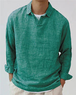 Men's Pullover Shirt Solid Color Long Sleeve Lapel Oversize Casual Top Tee Summer Clothing For Men Shirts