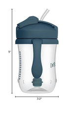 Dr. Brown's Milestones Baby's First Straw Cup, Training Cup with Weighted Straw, 9 oz/270 mL, BPA-free, 6m+, Dark Blue, 1-Pack