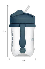 Dr. Brown's Milestones Baby's First Straw Cup, Training Cup with Weighted Straw, 9 oz/270 mL, BPA-free, 6m+, Dark Blue, 1-Pack