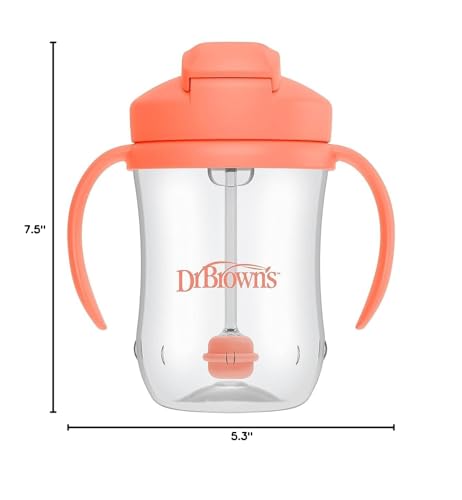 Dr. Brown's Milestones Baby's First Straw Cup, Training Cup with Weighted Straw, 9 oz/270 mL, BPA-free, 6m+, Dark Blue, 1-Pack