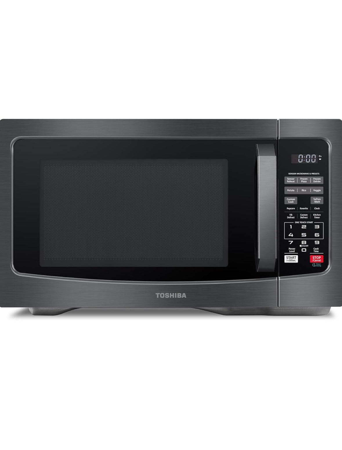 TOSHIBA ML-EM09PA(BS) Small Microwave Oven with 6 Auto Menus, Mute Function, LED Lighting Countertop Microwave Perfect for Kitchen, 0.9 Cu Ft, 10.6 Inch Removable Turntable, 900W Black Stainless Steel