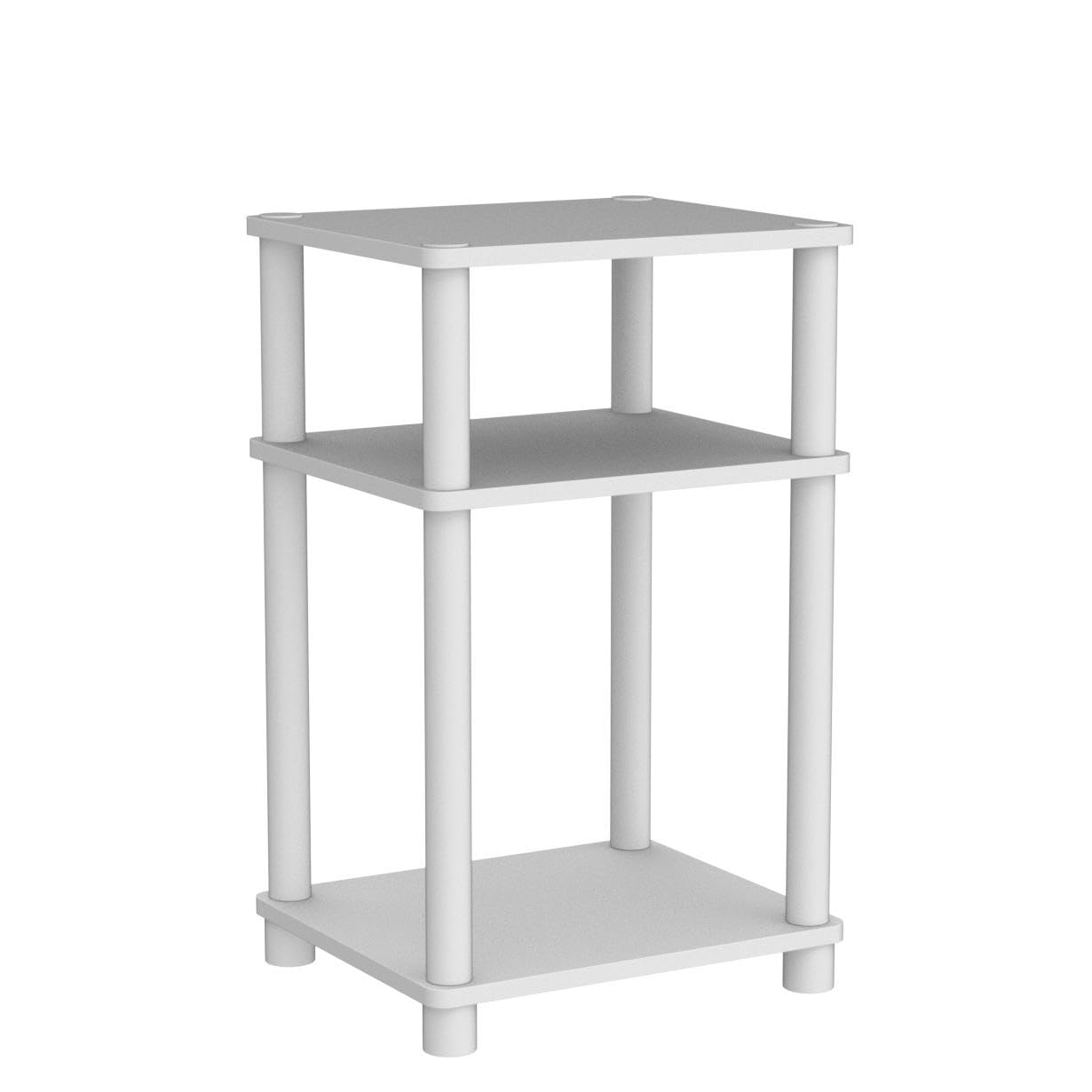 Furinno JUST Side Table, 3-Tier End Table, Open Shelves Night Stand, Bedside Table, Toolless Assembly, for Living Room, Bedroom, Bathroom, Columbia Walnut
