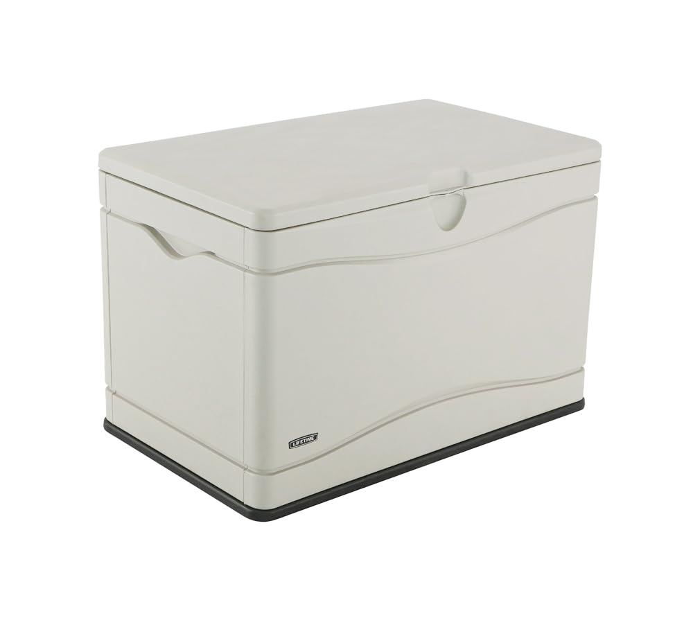 LIFETIME 60059 Black Bottom & Desert (Tan) Sides and Lid Outdoor Storage Box-80 Gal, 80 Gallon, Desert Sand