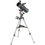 Celestron – AstroMaster 114EQ Newtonian Telescope – Manual Reflector for Beginners – Aluminized Mirror – Adjustable-Height Tripod – Includes Accessories Plus Astronomy Software Package