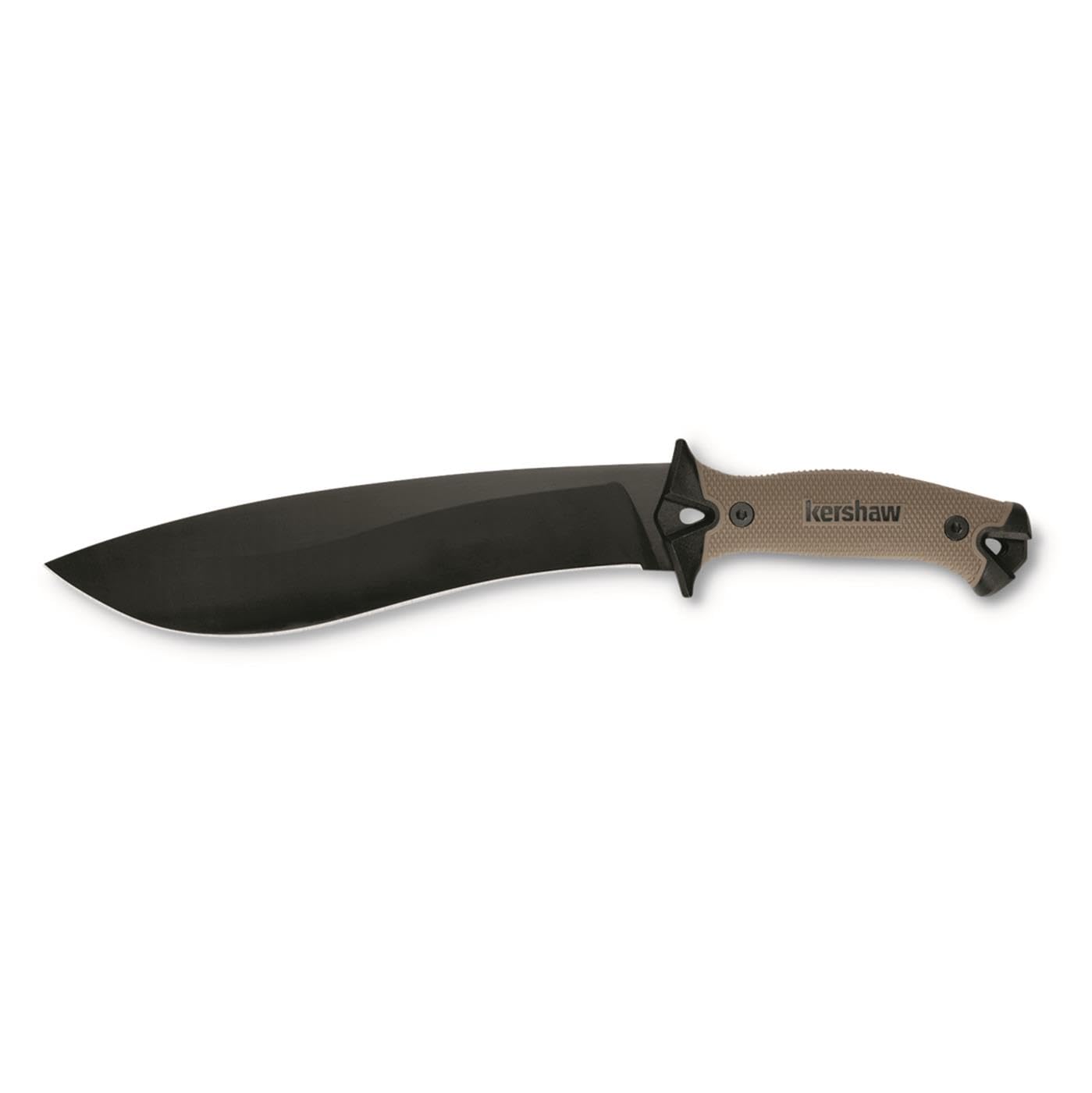 Kershaw Camp 10 - Tan Machete, Fixed Blade Knife, 10-in. 65Mn Carbon Steel Blade Includes Sheath, Camp Series Machete, Outdoor and Survival Tool