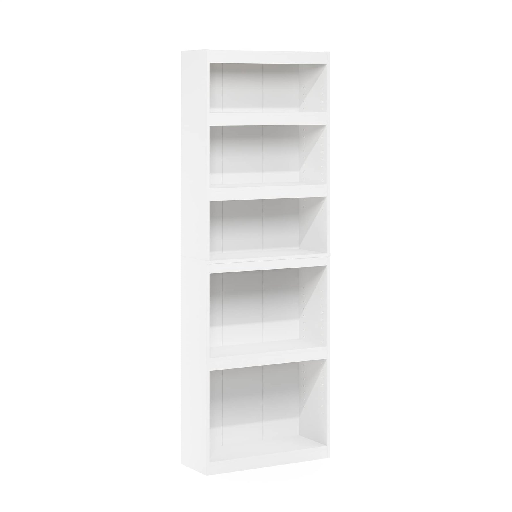 Furinno Jaya Book Shelf, 5-Tier Bookshelf, Bookcase with Adjustable Shelves, 9.5 x 24.5 x 71.2, for Organization and Storage, for Living Room, Bedroom, Home Office, Blackwood