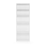 Furinno Jaya Book Shelf, 5-Tier Bookshelf, Bookcase with Adjustable Shelves, 9.5 x 24.5 x 71.2, for Organization and Storage, for Living Room, Bedroom, Home Office, Blackwood