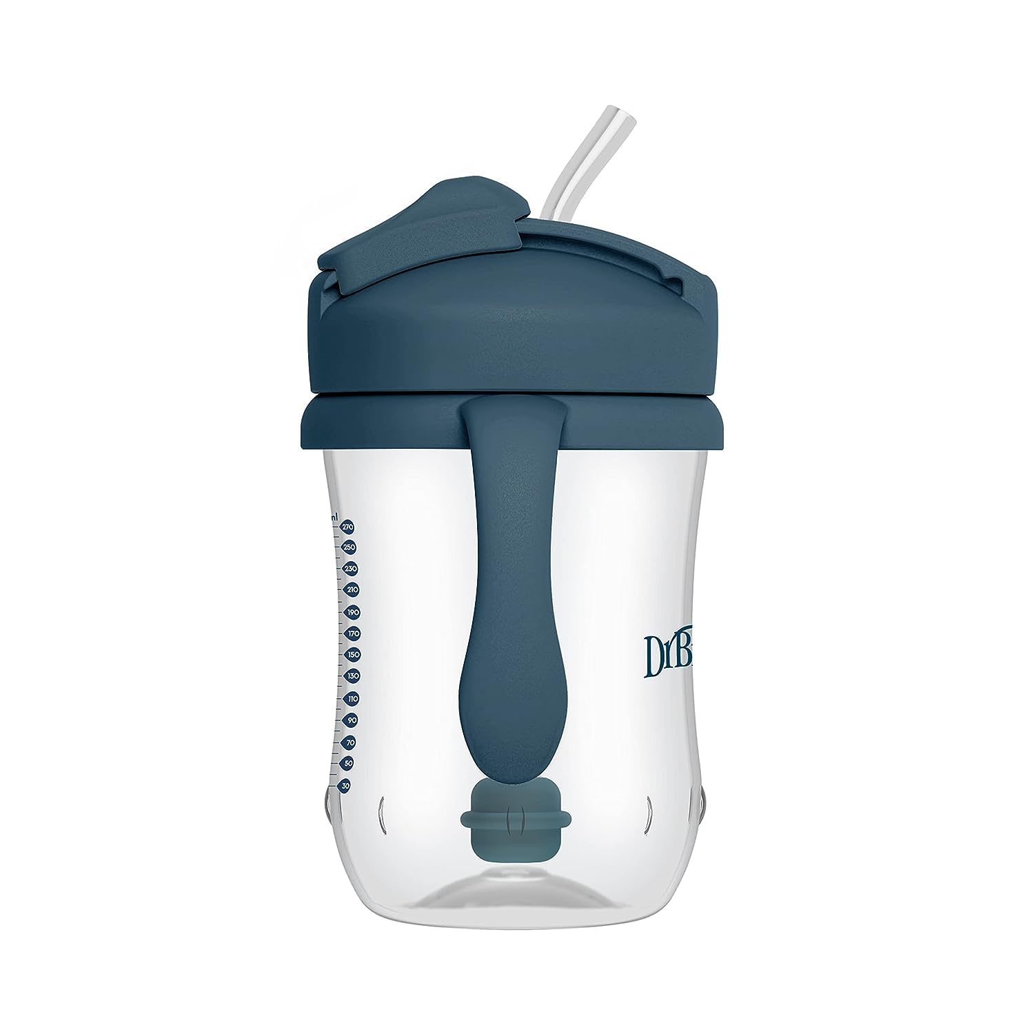 Dr. Brown's Milestones Baby's First Straw Cup, Training Cup with Weighted Straw, 9 oz/270 mL, BPA-free, 6m+, Dark Blue, 1-Pack