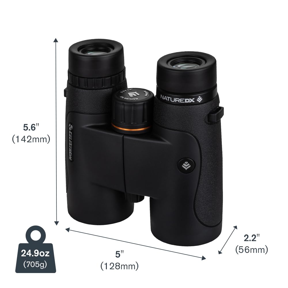 Celestron - Nature DX 8x42 Binoculars – Ideal for Birding and Outdoors – 42mm Objective Lenses – Wide 7.4° Field of View – BaK-4 Prisms – Fully Multi-Coated – Waterproof and Fogproof