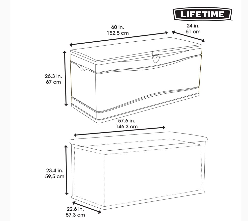 LIFETIME 60040 Deck Box, 130 Gallon, Desert Sand