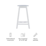 Linon Natural Barstool with Round Seat, 24-Inch