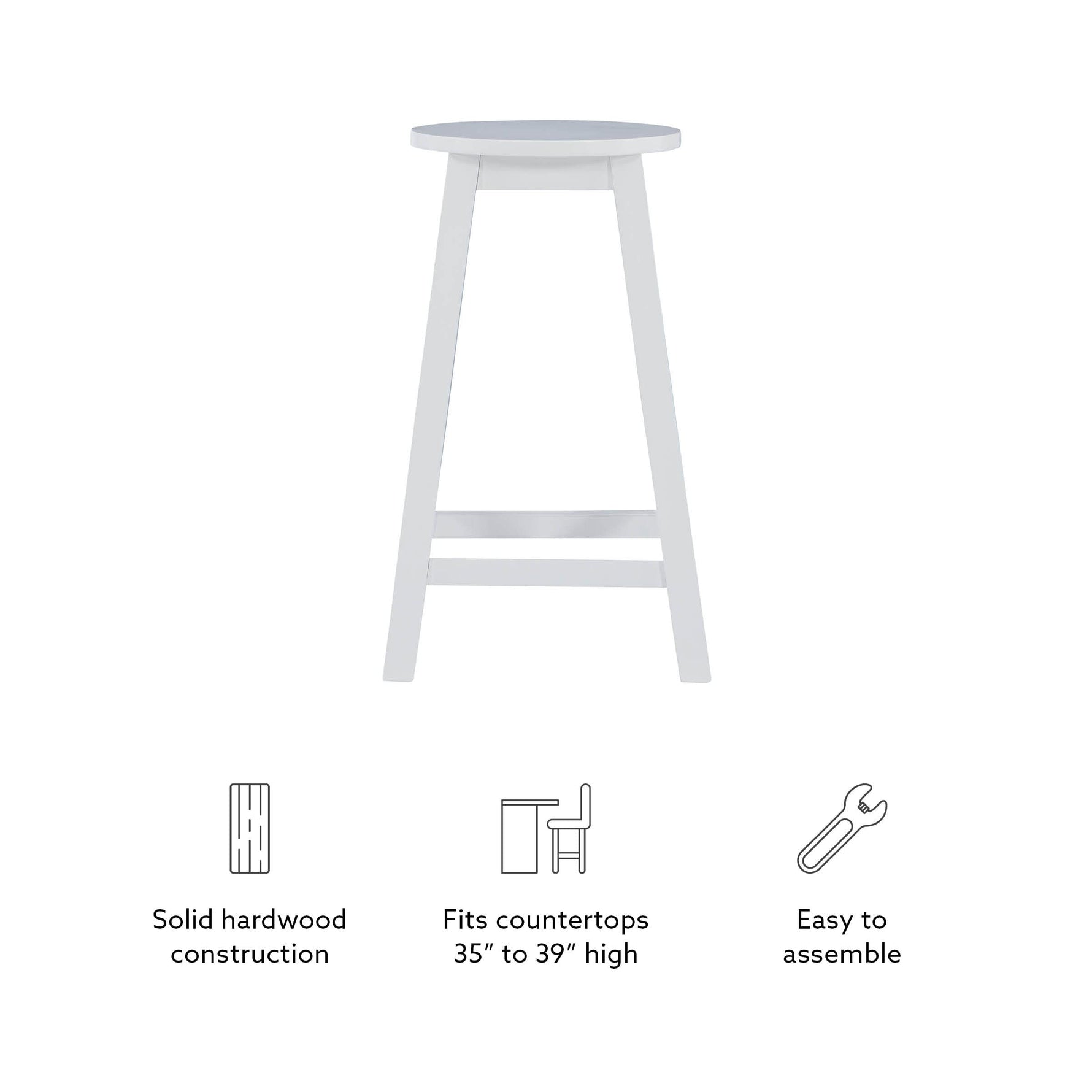 Linon Natural Barstool with Round Seat, 24-Inch