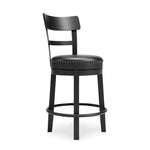 Signature Design by Ashley Valebeck Upholstered Swivel Stool, Cushioned Seat, Woven Fabric Upholstery, Wood, 24" H, Brown & Black
