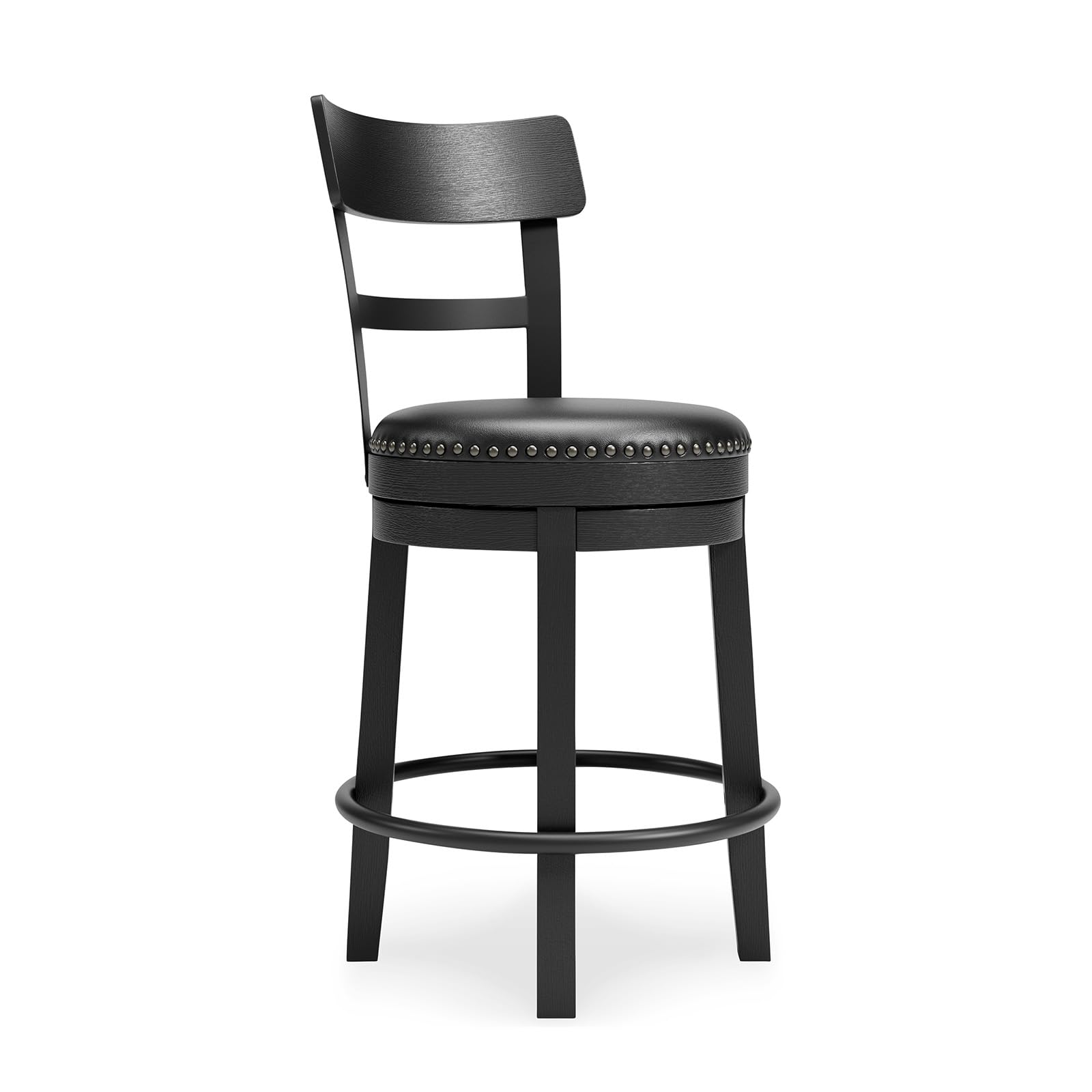Signature Design by Ashley Valebeck Upholstered Swivel Stool, Cushioned Seat, Woven Fabric Upholstery, Wood, 24" H, Brown & Black