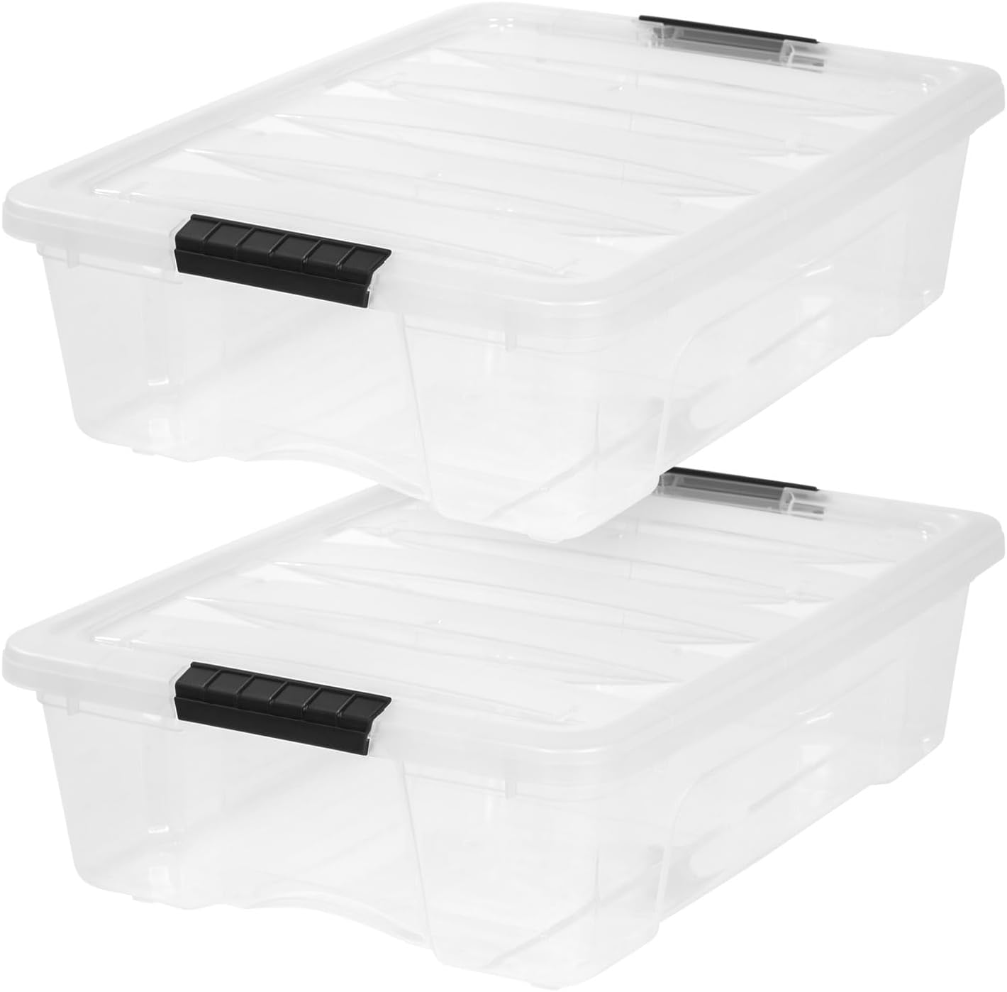 IRIS USA 6-Pack 6 Quart Storage Bins with Lids | Transparent design makes contents easy to find. Ideal for shoes, photos, documents, and small essentials. Nestable design