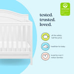Davinci Charlie 4-in-1 Convertible Crib - GREENGUARD Gold Certified - Converts from Baby Crib to Toddler Bed, Daybed, and Full-Size Bed Effortlessly - 4 Adjustable Heights - Wooden White Baby Bed