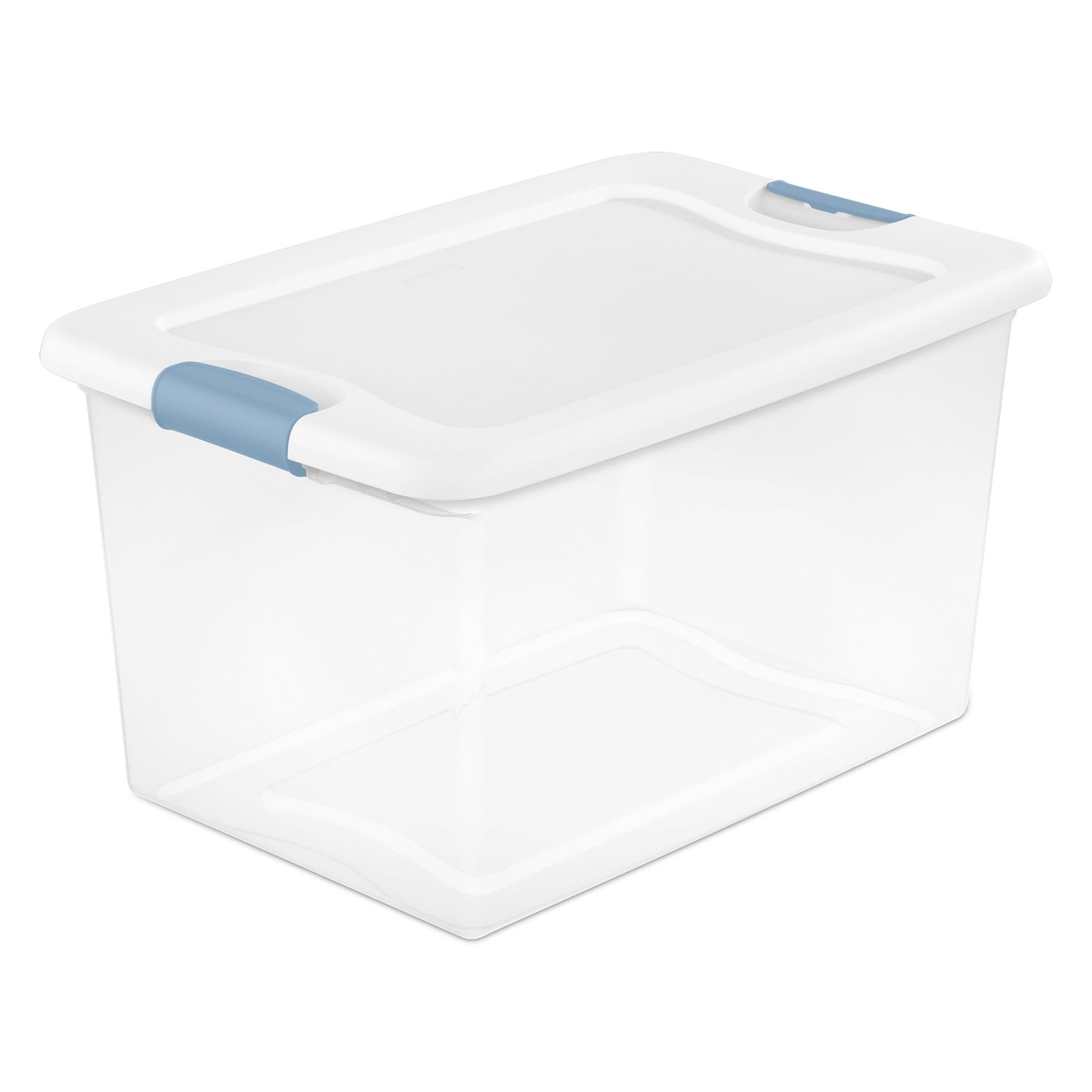 Sterilite 4-Pack 64 Quart Latching Box, Clear Plastic Storage Organizer Bins with White Lids - Large Stackable Containers for Home Bedroom, Dorm Room, and Closet Organization