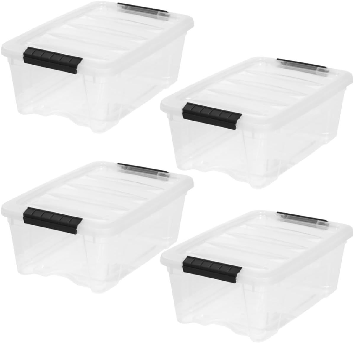 IRIS USA 6-Pack 6 Quart Storage Bins with Lids | Transparent design makes contents easy to find. Ideal for shoes, photos, documents, and small essentials. Nestable design