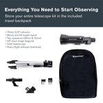 Celestron Travel Scope 70 Portable Refractor Telescope – 70mm Aperture, Fully-Coated Glass Optics – Includes Tripod, Backpack & Software – Ideal for Beginners & Travel