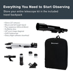 Celestron Travel Scope 50 Portable Refractor Telescope – 50mm Aperture, Fully-Coated Glass Optics – Includes Tripod, Backpack & Software – Ideal for Beginners & Travel
