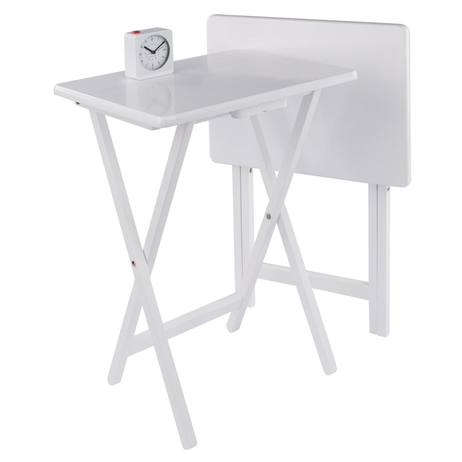 Winsome Alex Set of 2 Foldable Snack Tables in Walnut, Easy to Store Small Portable Fold Up Table Set for Kitchen, Living Room TV Dining, Crafts, Puzzles, Work from Home