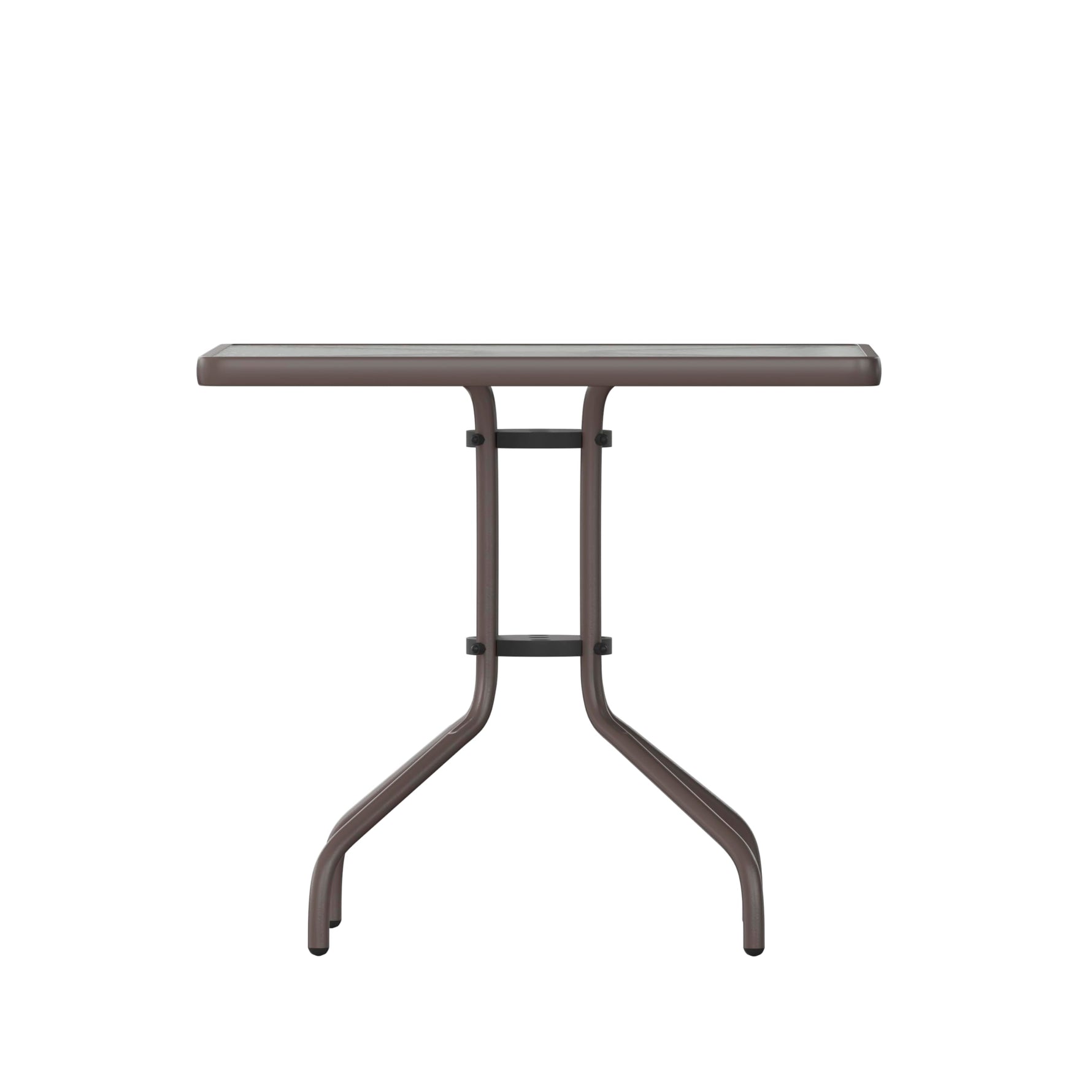 Flash Furniture Barker 23.5" Square Indoor/Outdoor Tempered Glass Patio Side Table, Outdoor Patio Table for Commercial or Residential Use, Clear/Black