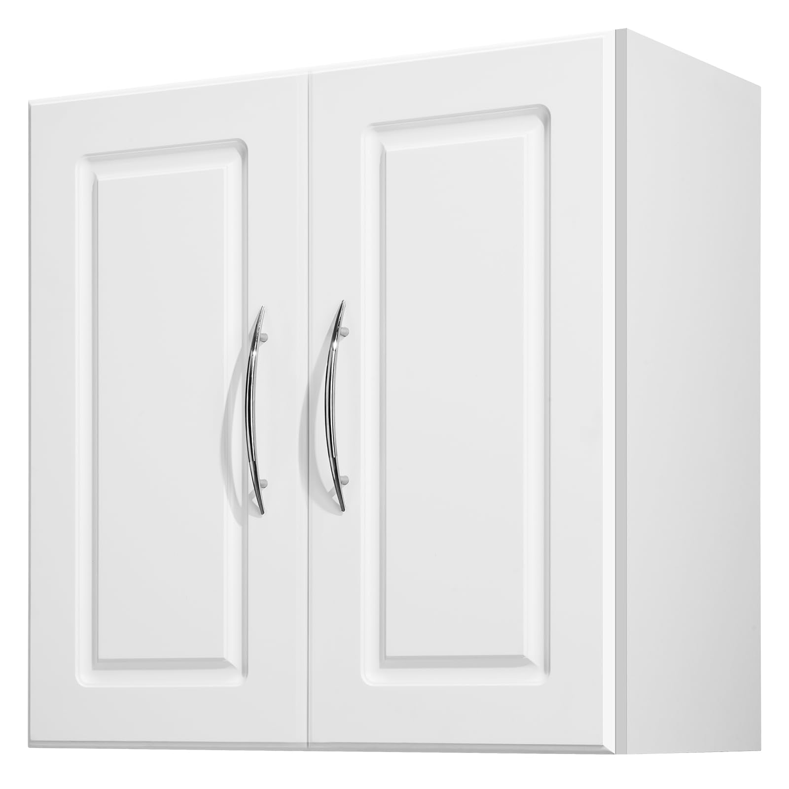 VEVOR Laundry Room Wall Cabinet, 2-Tier Wall Mounted Hanging Cabinet with Adjustable Shelf, Cupboard Storage with 2 Doors, for Kitchen, Bathroom, Laundry, 11.8 x 23.6 x 23.6 in (D x W x H), White