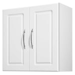 VEVOR Laundry Room Wall Cabinet, 2-Tier Wall Mounted Hanging Cabinet with Adjustable Shelf, Cupboard Storage with 2 Doors, for Kitchen, Bathroom, Laundry, 11.8 x 23.6 x 23.6 in (D x W x H), White