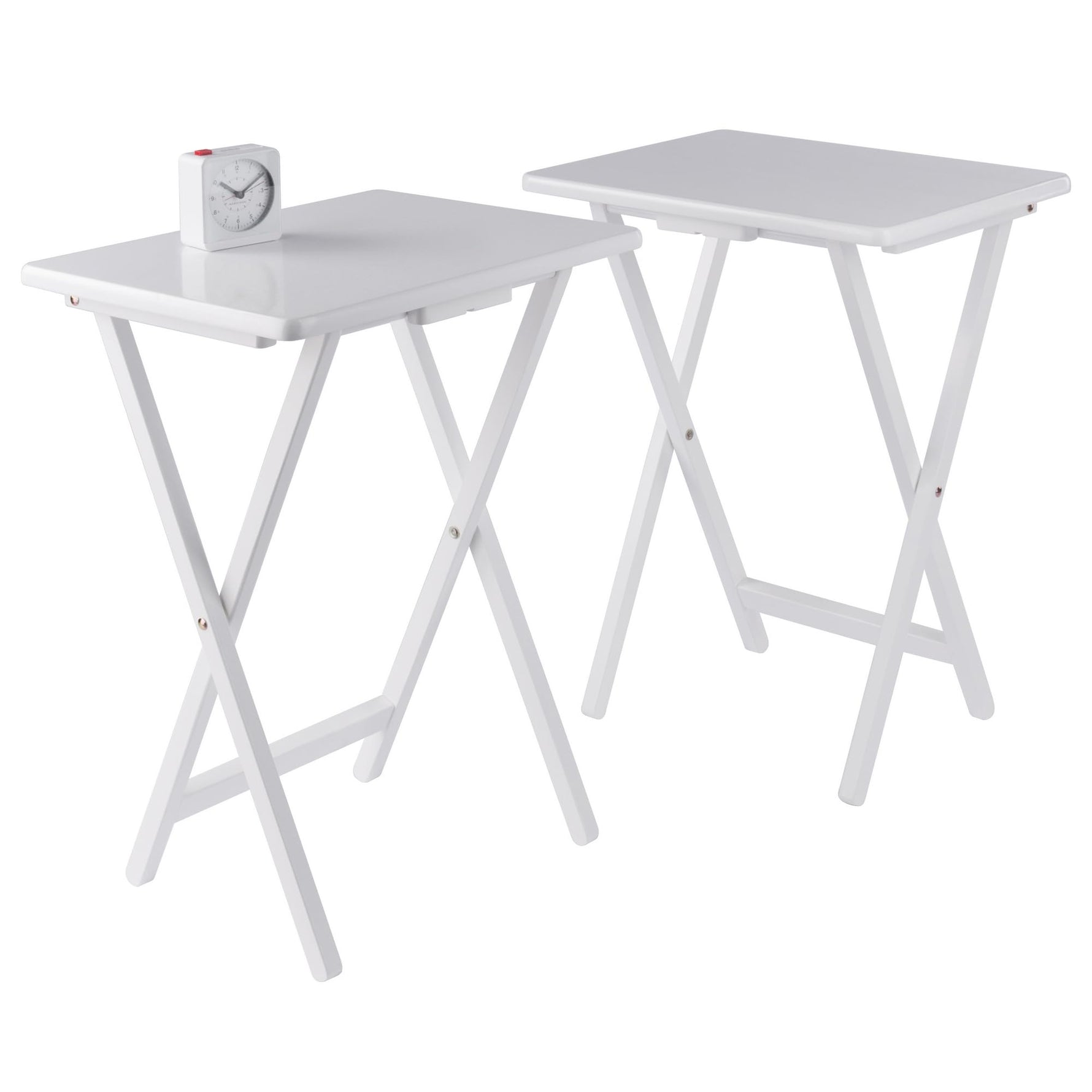 Winsome Alex Set of 2 Foldable Snack Tables in Walnut, Easy to Store Small Portable Fold Up Table Set for Kitchen, Living Room TV Dining, Crafts, Puzzles, Work from Home