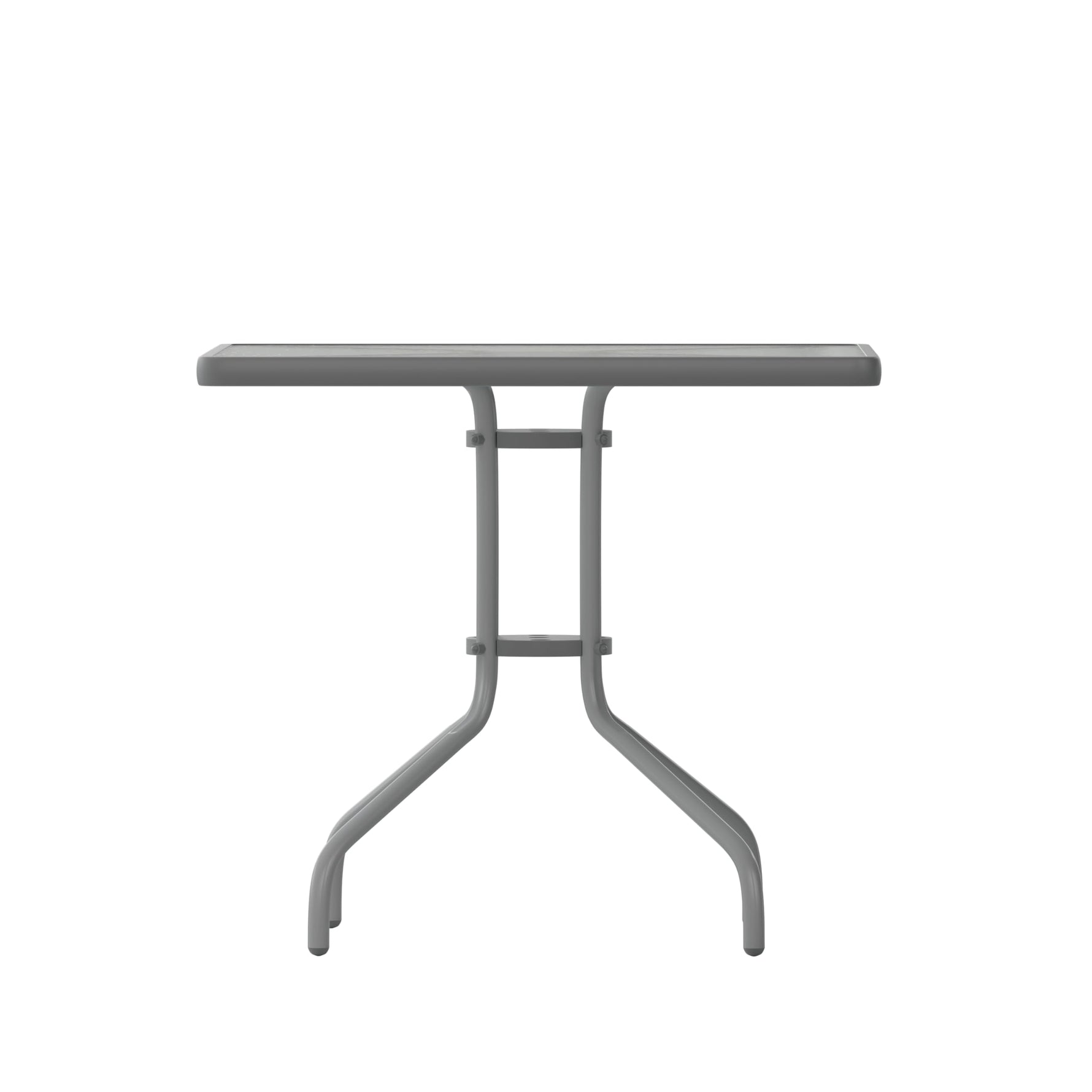Flash Furniture Barker 23.5" Square Indoor/Outdoor Tempered Glass Patio Side Table, Outdoor Patio Table for Commercial or Residential Use, Clear/Black