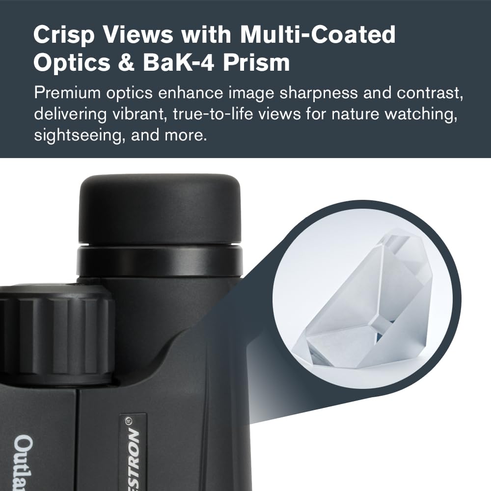 Celestron - Outland X 10x42 Binoculars – Ideal for Birding and Outdoors – 42mm Objective Lenses – 5.5° Field of View – BaK-4 Prisms – Multi-Coated – Waterproof and Fogproof