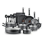 T-fal Easy Care Nonstick Cookware, 20 Piece Set, Grey, Dishwasher Safe pots and pans non stick cooking pot Gray United States New