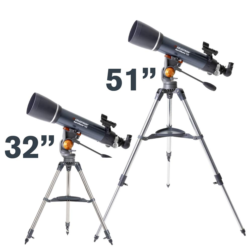 Celestron – AstroMaster 102AZ Telescope – Short-Tube Refractor Telescope – Fully-Coated Glass Optics – Adjustable-Height Tripod – Bonus Astronomy Software Package
