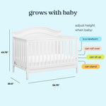 Davinci Charlie 4-in-1 Convertible Crib - GREENGUARD Gold Certified - Converts from Baby Crib to Toddler Bed, Daybed, and Full-Size Bed Effortlessly - 4 Adjustable Heights - Wooden White Baby Bed