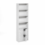 Furinno Jaya Book Shelf, 5-Tier Bookshelf, Bookcase with Adjustable Shelves, 9.5 x 24.5 x 71.2, for Organization and Storage, for Living Room, Bedroom, Home Office, Blackwood