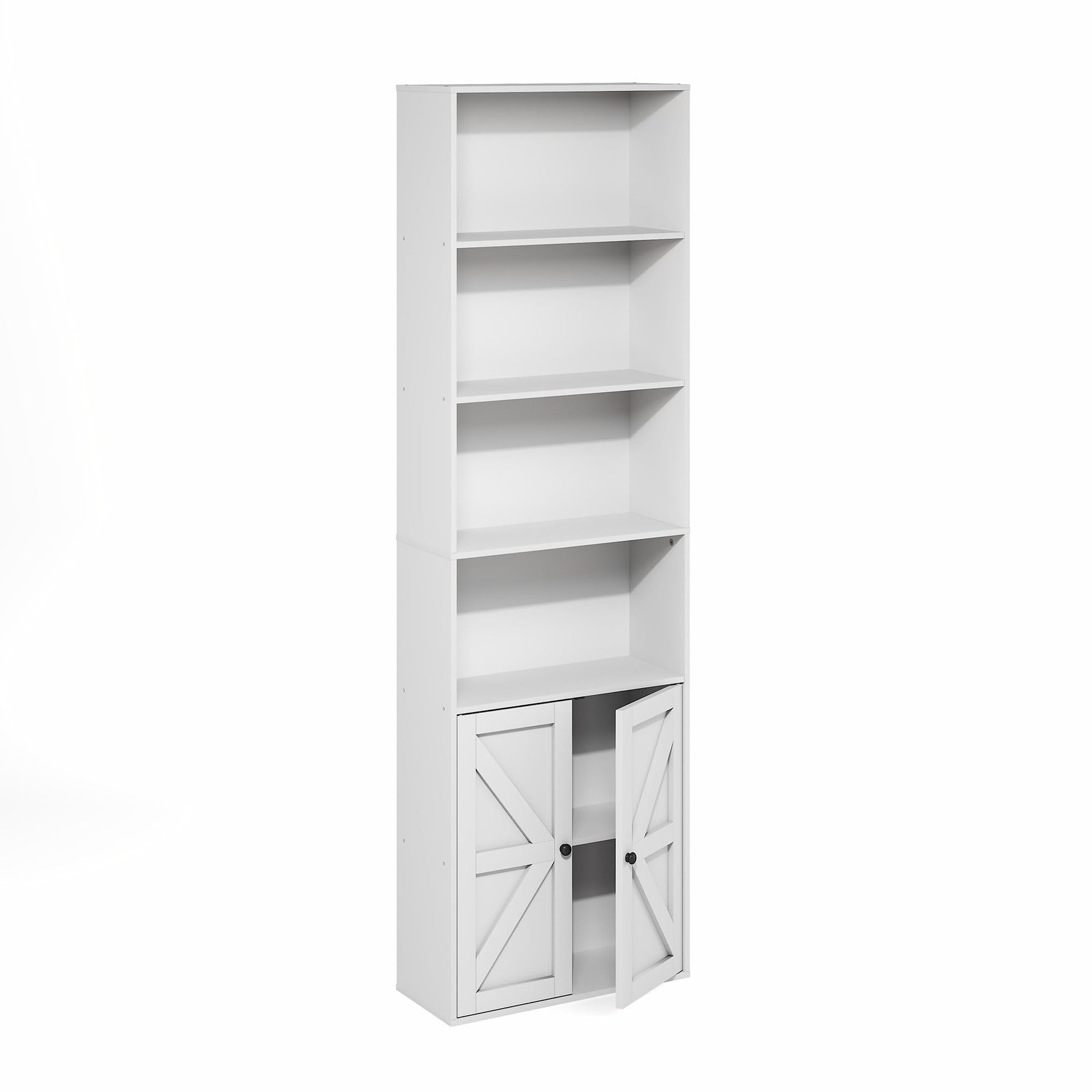 Furinno Jaya Book Shelf, 5-Tier Bookshelf, Bookcase with Adjustable Shelves, 9.5 x 24.5 x 71.2, for Organization and Storage, for Living Room, Bedroom, Home Office, Blackwood