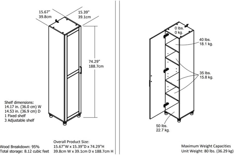 SystemBuild Callahan 16 Inch Utility Storage Cabinet in White