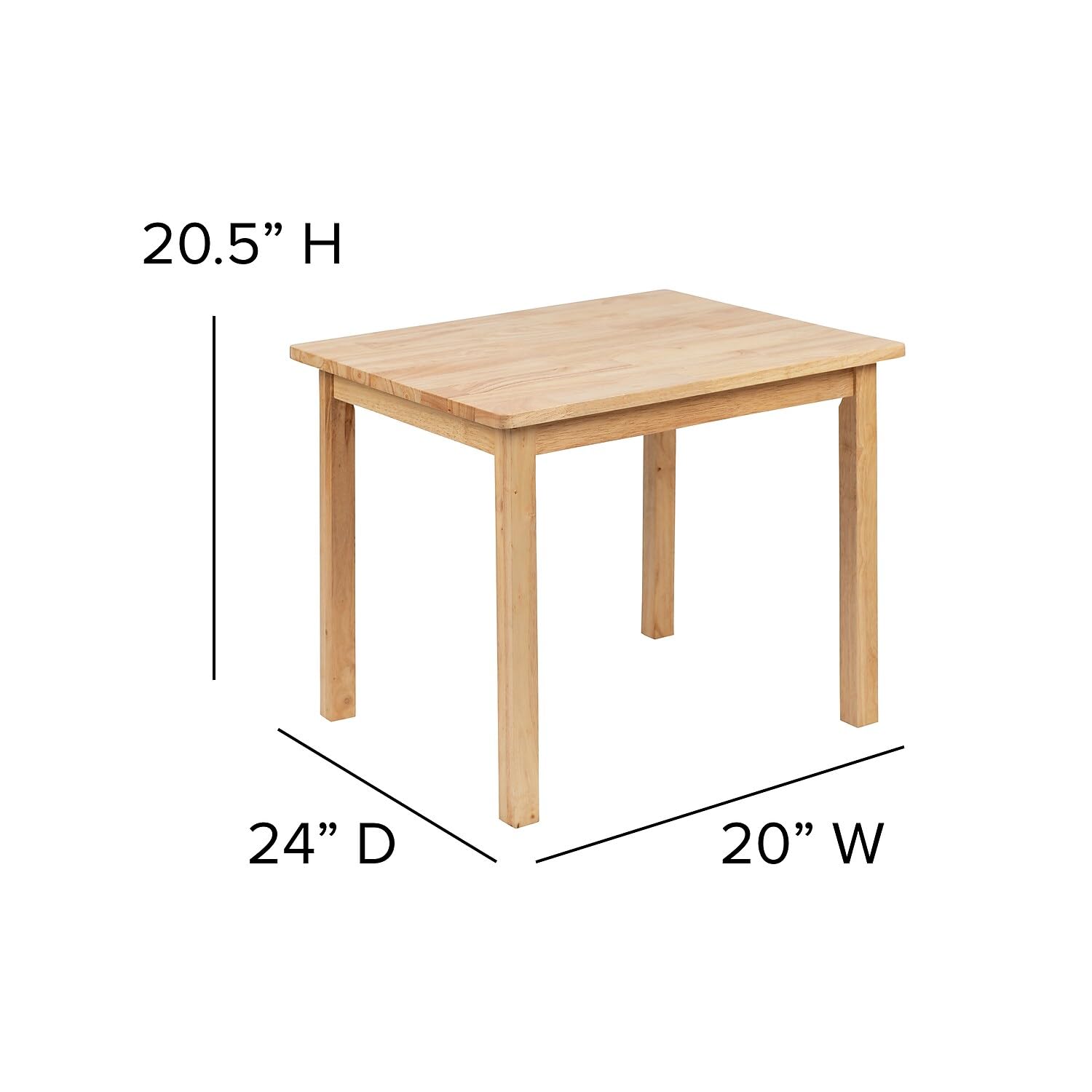Flash Furniture Kyndl Kids Solid Hardwood Table and Chair Set for Playroom, Bedroom, Kitchen - 3 Piece Set - Natural