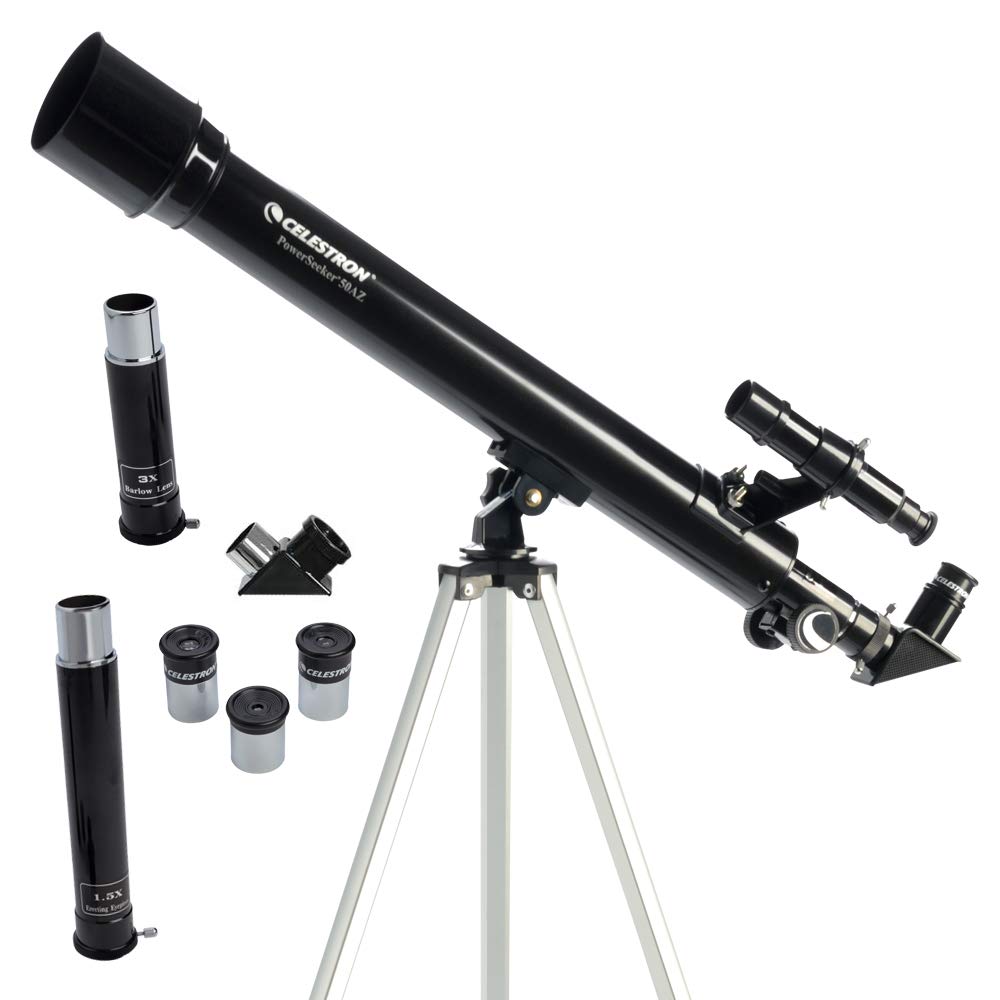 Celestron - PowerSeeker 50AZ Telescope - Manual Alt-Azimuth Telescope for Beginners - Compact and Portable - Bonus Astronomy Software Package - 50mm Aperture