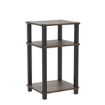 Furinno JUST Side Table, 3-Tier End Table, Open Shelves Night Stand, Bedside Table, Toolless Assembly, for Living Room, Bedroom, Bathroom, Columbia Walnut
