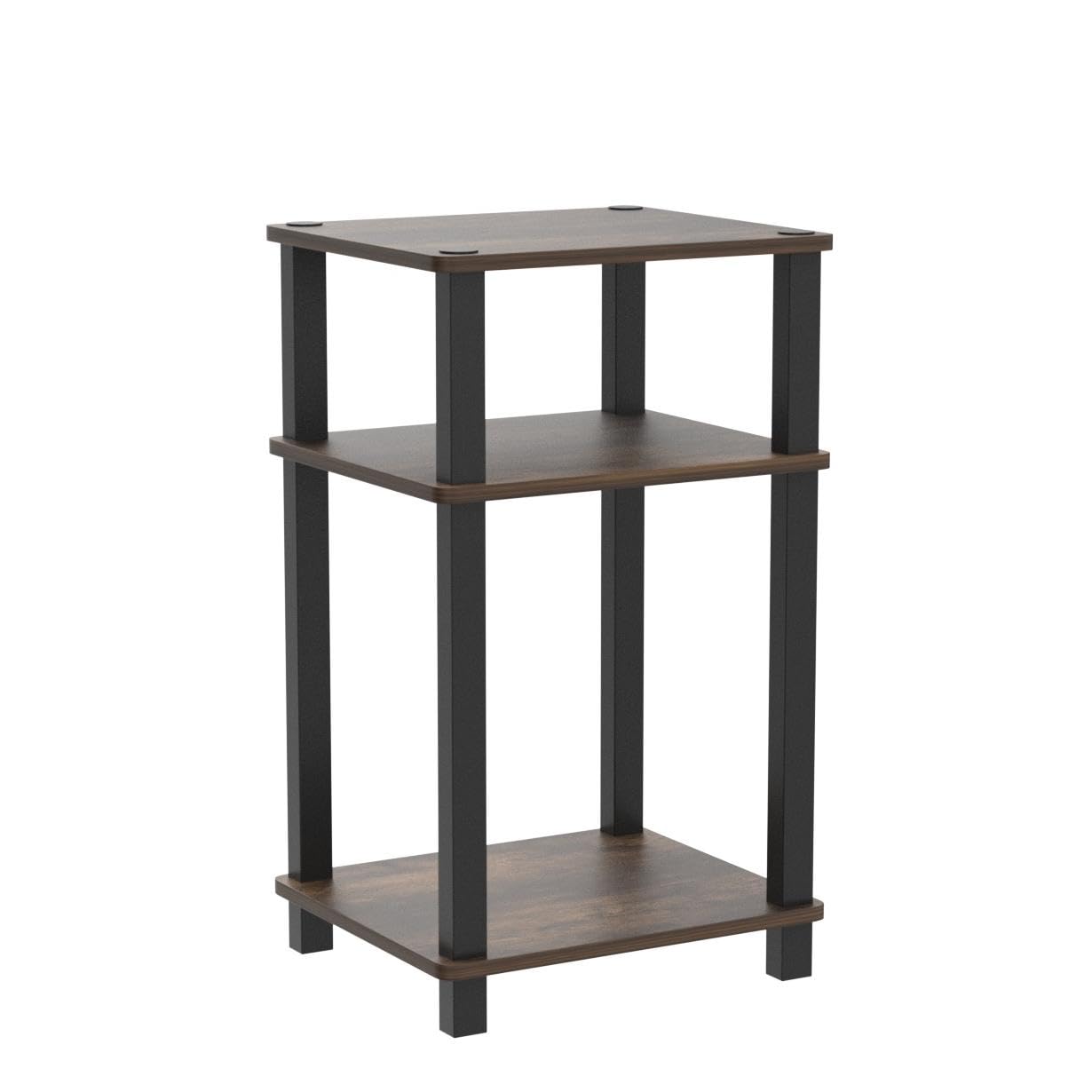 Furinno JUST Side Table, 3-Tier End Table, Open Shelves Night Stand, Bedside Table, Toolless Assembly, for Living Room, Bedroom, Bathroom, Columbia Walnut