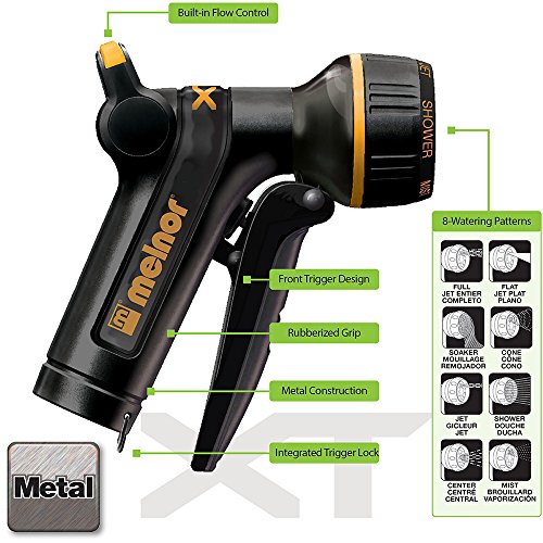 Melnor 65020-AMZ Metal Nozzle with QuickConnect Product Adapter Set, Multi-Pattern, Heavyweight Rear Trigger