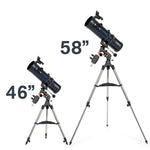 Celestron – AstroMaster 130EQ Newtonian Telescope – Manual Reflector for Beginners – Aluminized Mirror – Adjustable-Height Tripod – Includes Accessories Plus Astronomy Software Package