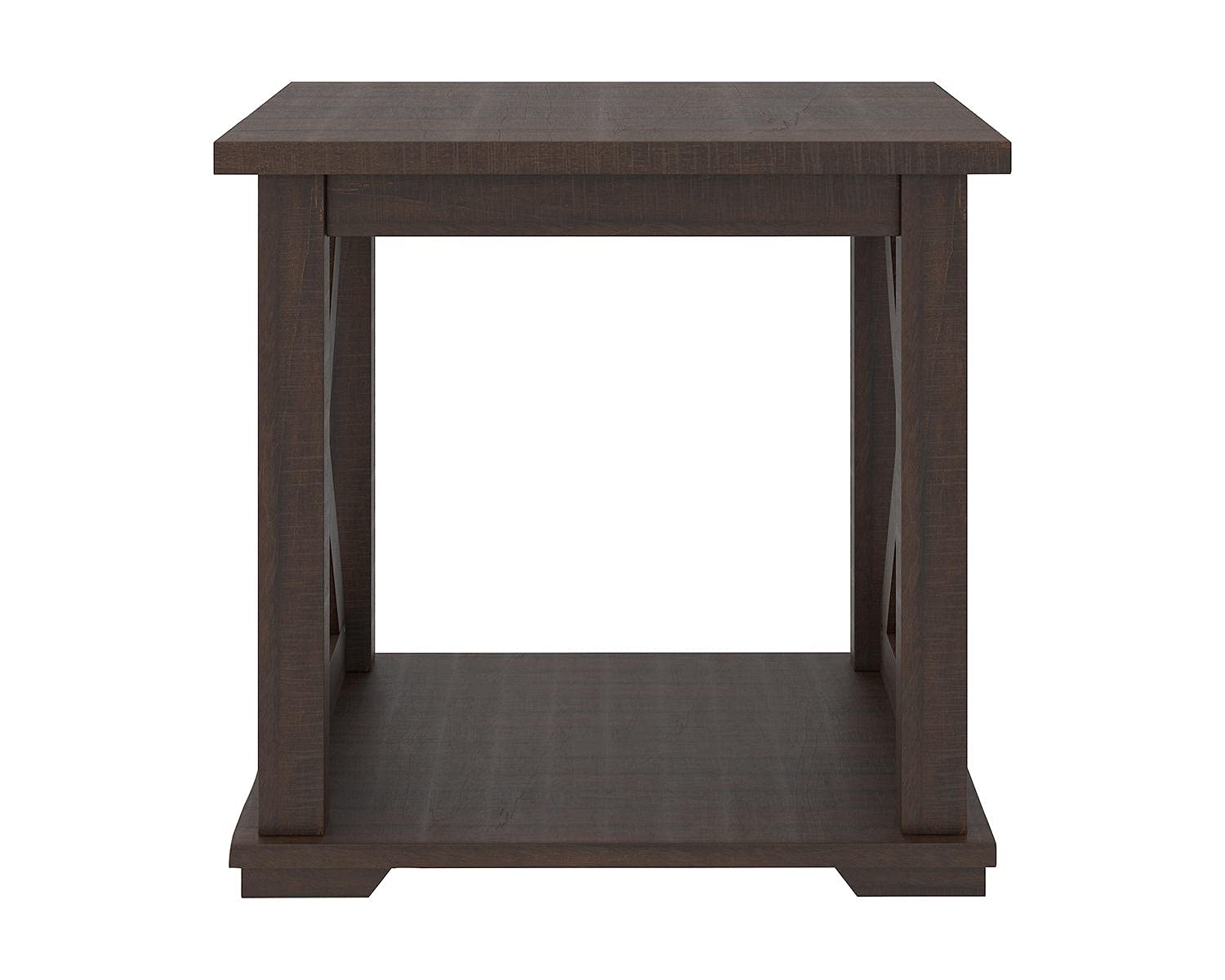 Signature Design by Ashley Aldwin Casual Farmhouse Rectangular End Table with Crossbuck Details, Metal Bracket Accents, Wood, 25" High, Weathered Gray