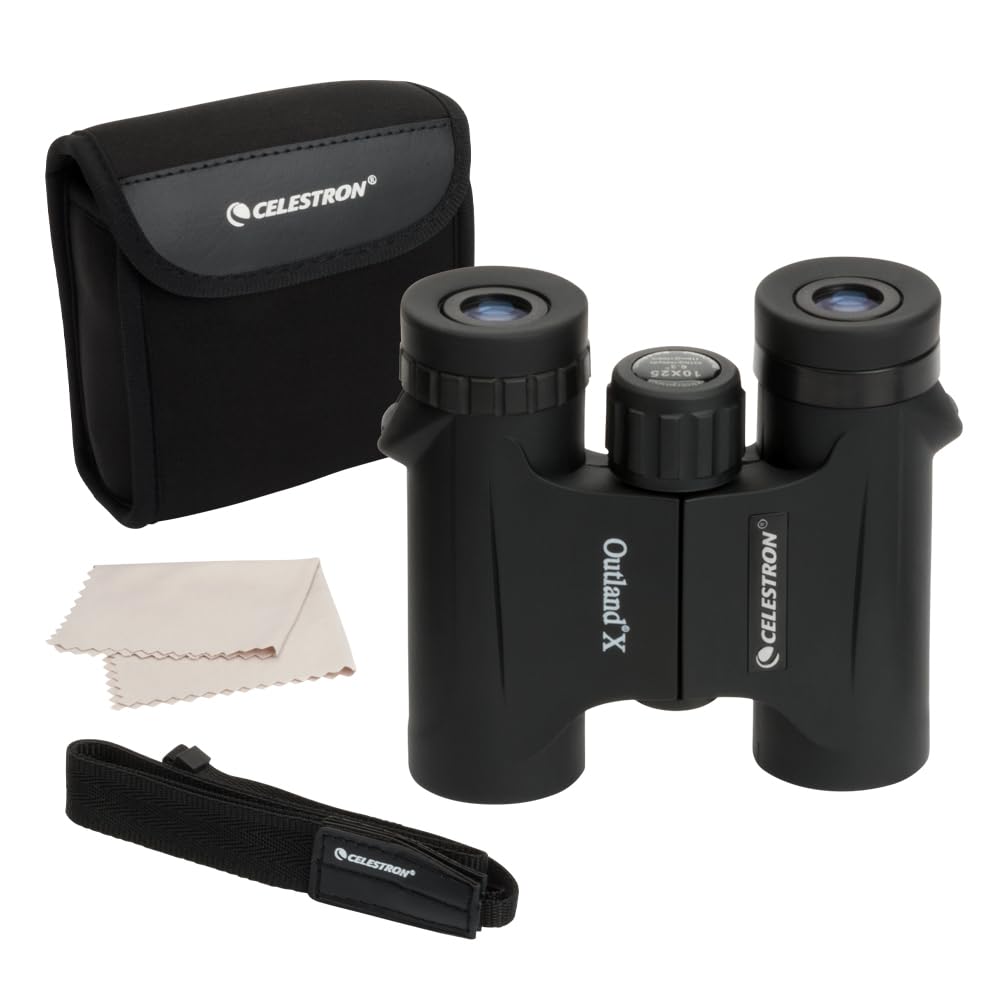 Celestron - Outland X 10x25 Binoculars – Ideal for Birding and Outdoors – 25mm Objective Lenses – 6.2° Field of View – BaK-4 Prisms – Multi-Coated – Waterproof and Fogproof