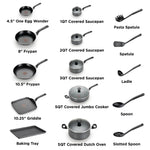 T-fal Easy Care Nonstick Cookware, 20 Piece Set, Grey, Dishwasher Safe pots and pans non stick cooking pot Gray United States New