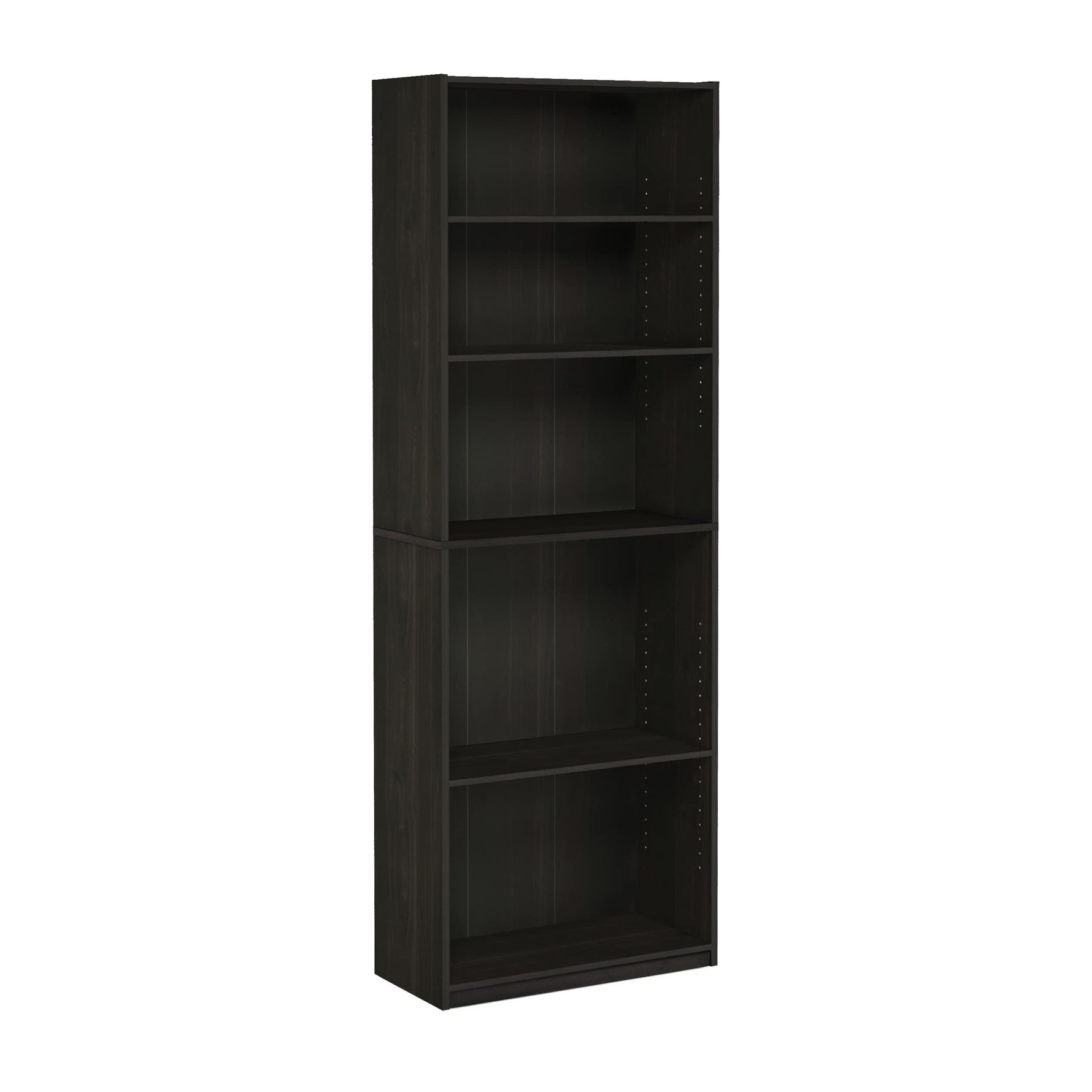 Furinno Jaya Book Shelf, 5-Tier Bookshelf, Bookcase with Adjustable Shelves, 9.5 x 24.5 x 71.2, for Organization and Storage, for Living Room, Bedroom, Home Office, Blackwood